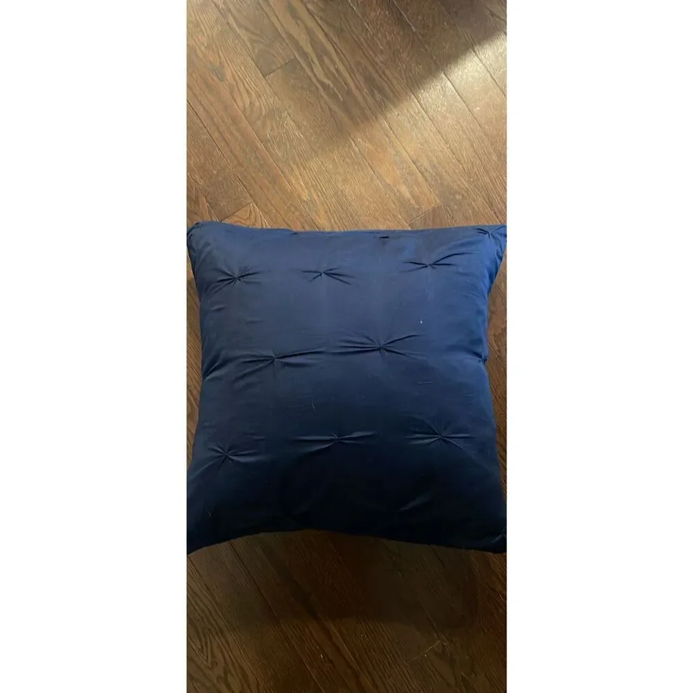 Decorative Pillows Feather‎ Filled Removable Cotton Covers Navy 22” x 22” Set of